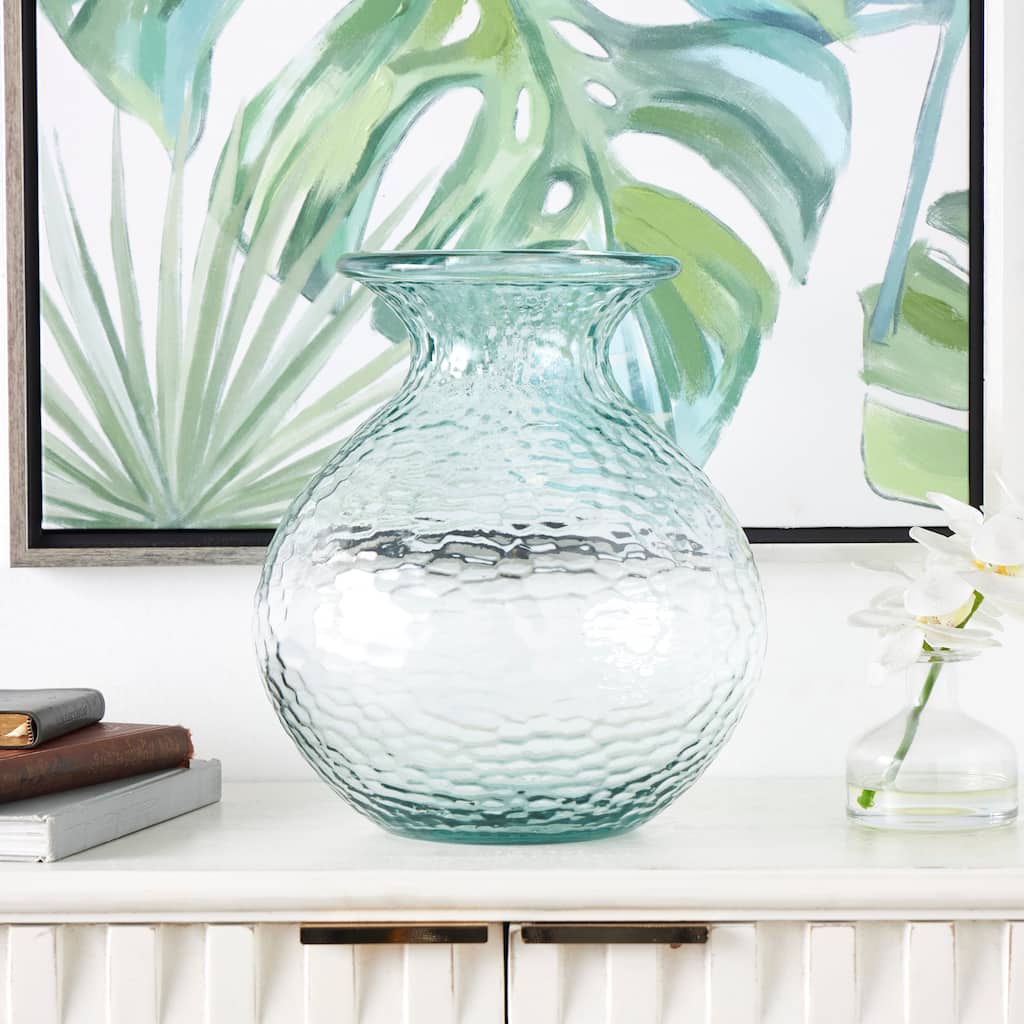 Clear Recycled Glass Handmade Textured Decorative Vase
