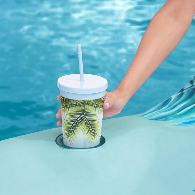 Bestway H2OGO! Luxury Fabric Covered 64" Inflatable Pool Lounger Float, Blue - 8.4