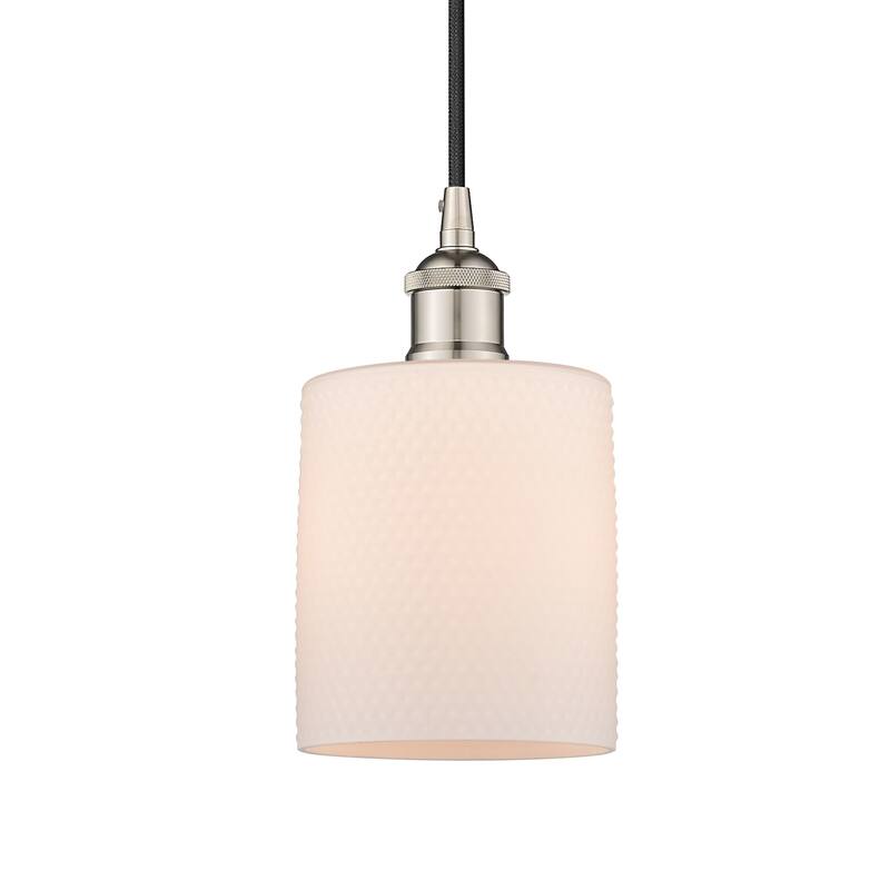 Innovations Lighting 616-1P-10-5 Cobbleskill Pendant Cobbleskill 5" - Polished Nickel / Matte White