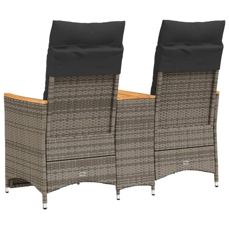 vidaXL Reclining Patio Sofa 2-Seater with Table Loveseat Furniture Poly Rattan - 23.2 x 51.2 x 36.2 in