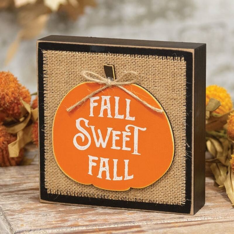 Fall Sweet Fall Layered Pumpkin & Burlap Box Sign - Multi