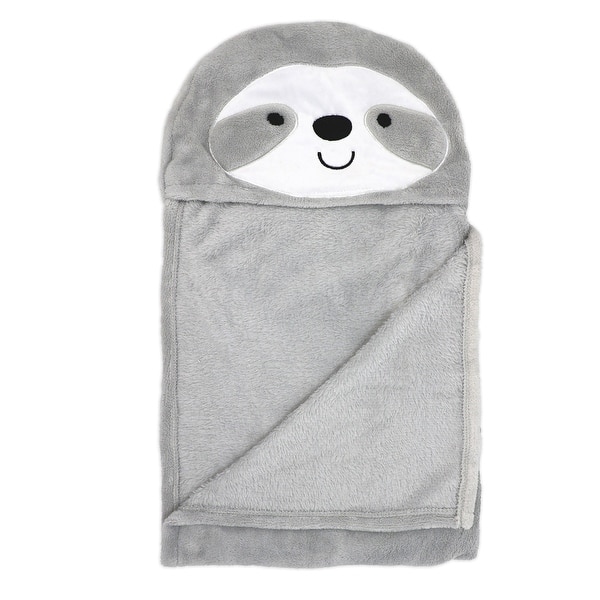 slide 2 of 3, Sloth Hooded Baby Blanket, Gray - N/A