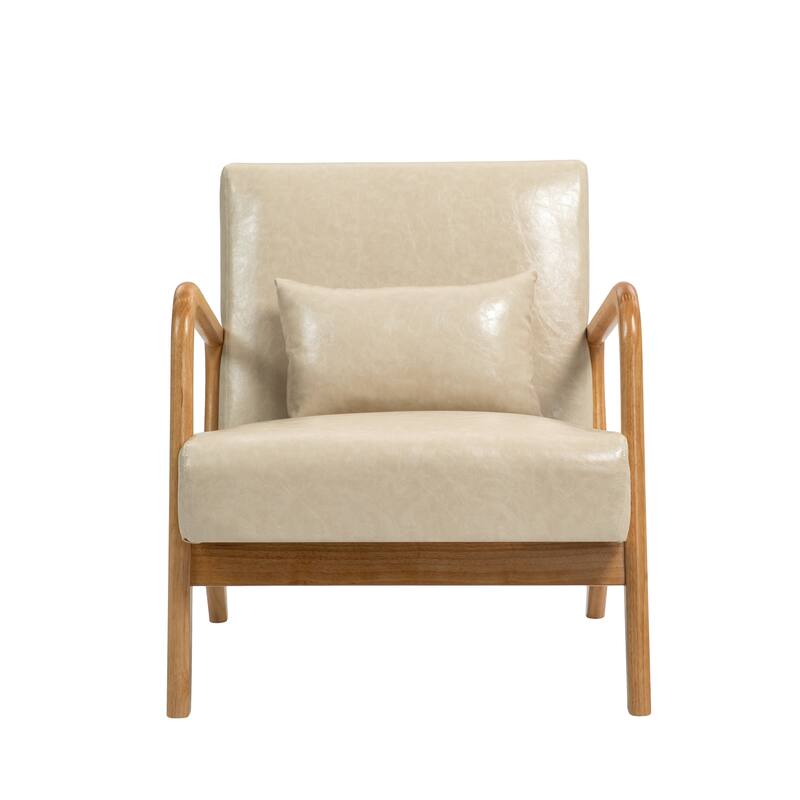 Mid Century Solid Wood Upholstered Accent Chair