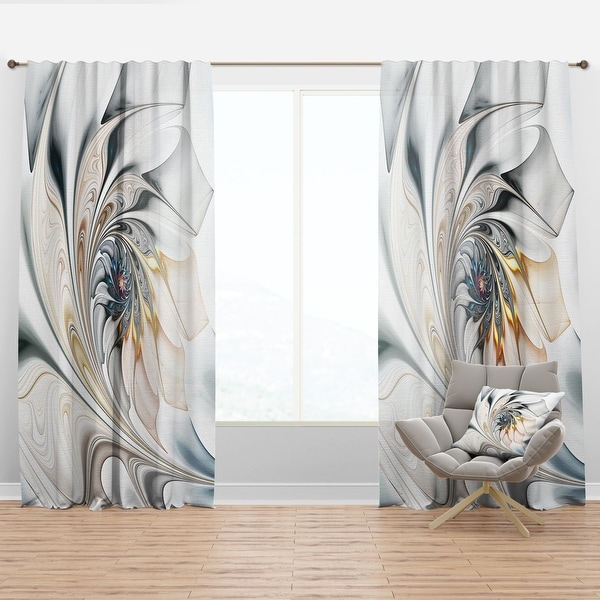 Designart 'White Stained Glass Floral' Modern Curtain Panels. Opens flyout.