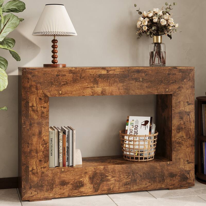 Anmytek 47"Rustic Open Frame Console Table Farmhouse Entryway and Living Room Storage