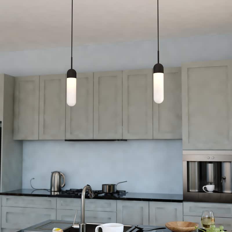 Thalia Contemporary Mini Pendant Ceiling Light White Pill Glass