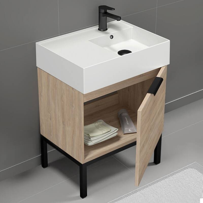 Nameeks Derin-2417-S-R Derin 24" Free Standing Single Basin Vanity Set