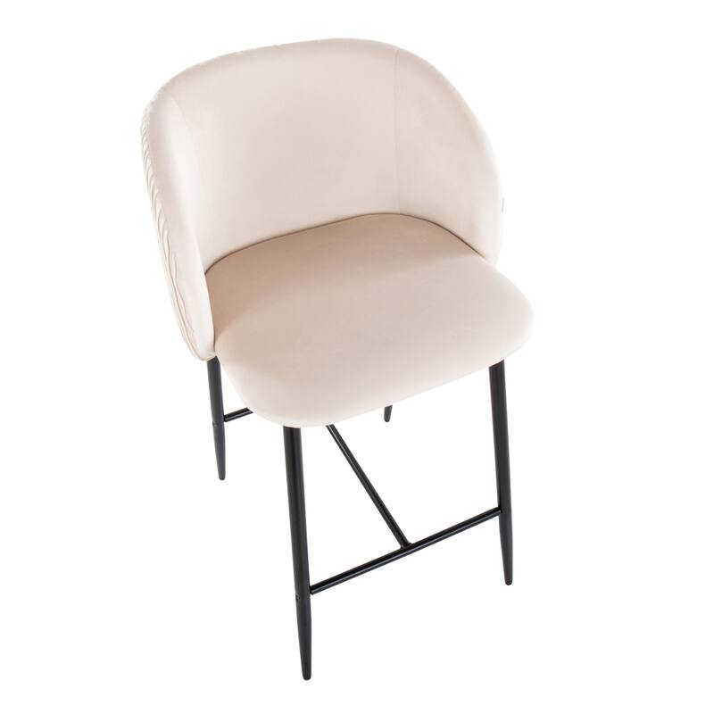 Lumisource Waves Counter Stool in Chrome and Silver Velvet - Set of 2 - 21"Lx19.75"Wx36"H