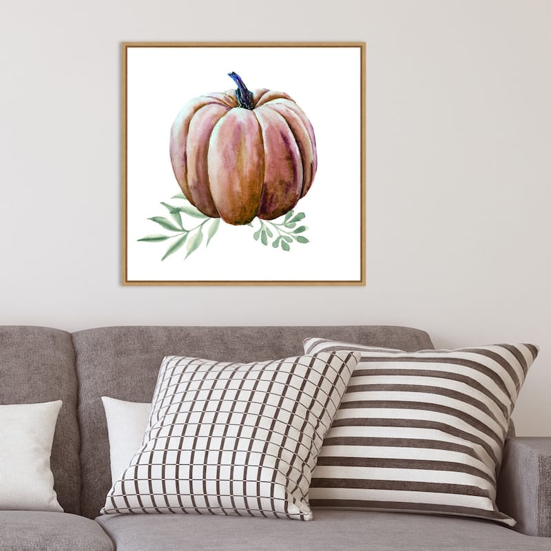 Amanti Art Pumpkin Watercolor Framed Canvas Wall Art