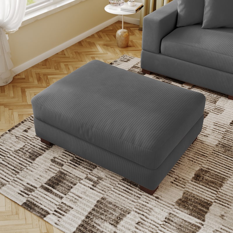 Modern Oversized striped Corduroy Ottoman