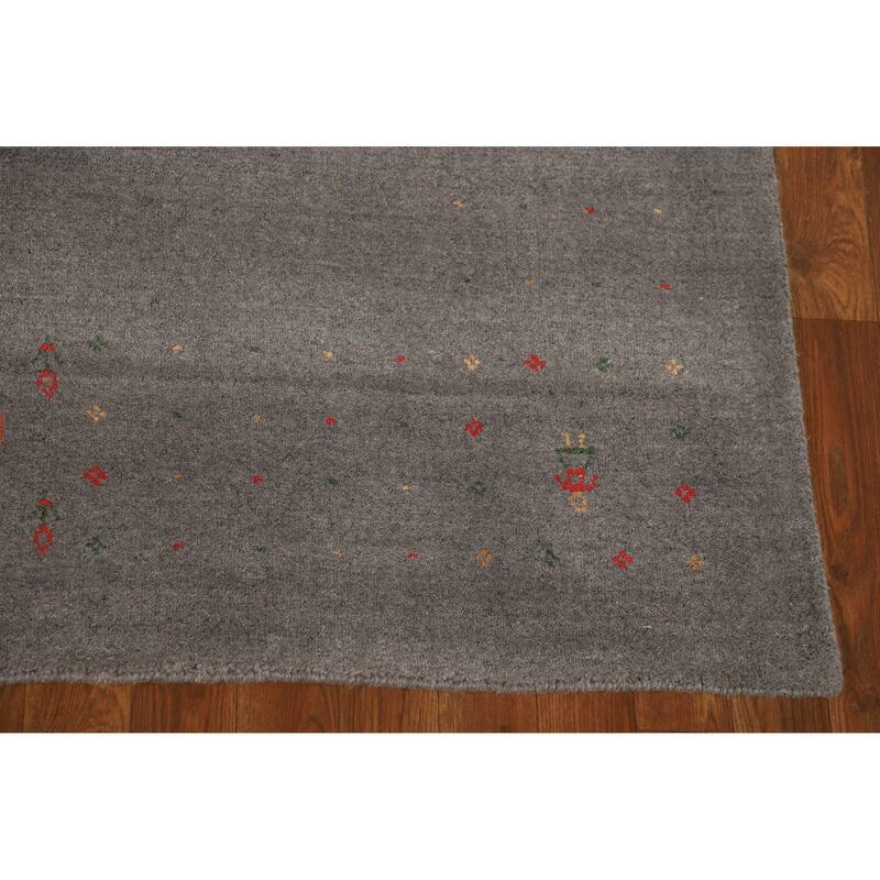 Hand Knotted Oriental 100% Wool Carpet Tribal Tribal Greys & Charcoal Gabbeh Area Rug - 8' 3'' X 5' 2''