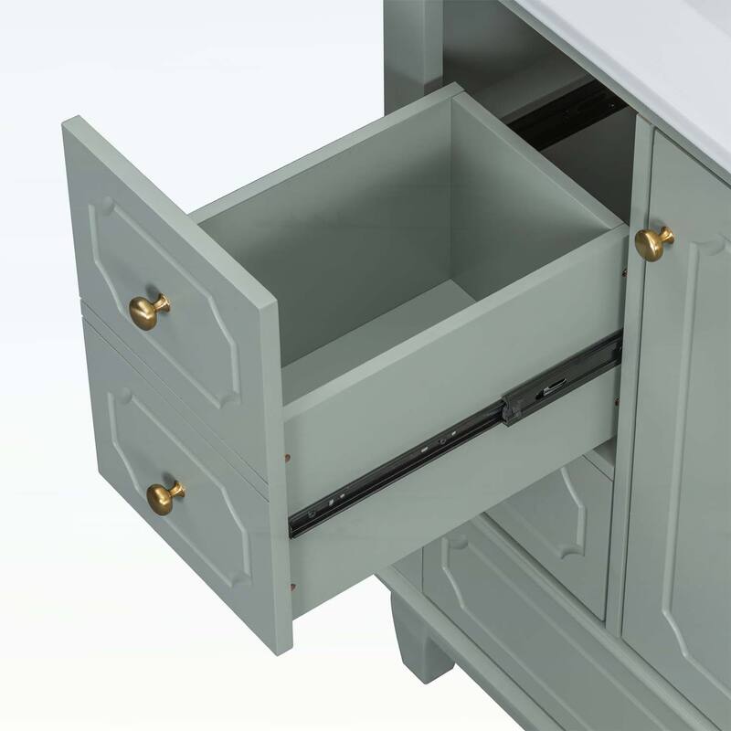 Bathroom Vanity with Ceramic Basin,Soft-Close Doors,and Ample Storage,Ideal for Modern and Compact Spaces