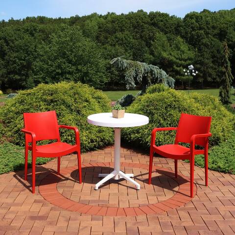 Sunnydaze All-Weather Landon 3-Piece Indoor/Outdoor Table and Chair Set - Red