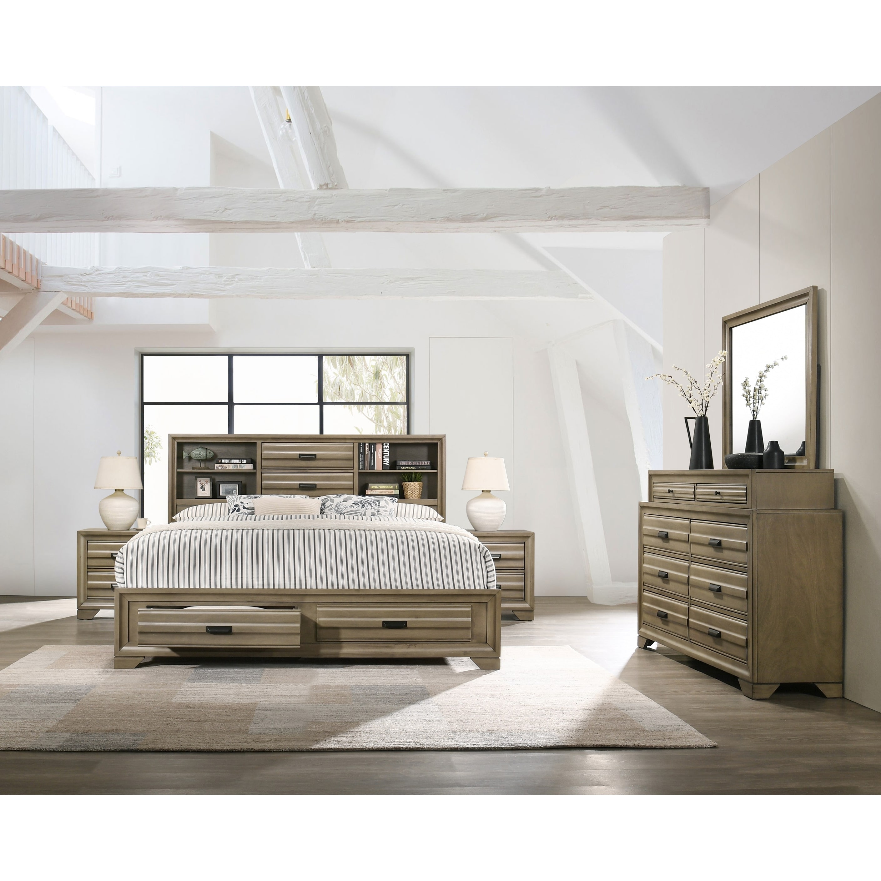 Loiret Light Grey Finish Wood Storage Platform Bedroom Set With Dresser Mirror Two Nightstands Overstock 31275809 You can also choose from solid wood, panel lockable nightstand drawer nightstand, as well as from. loiret light grey finish wood storage platform bedroom set with dresser mirror two nightstands