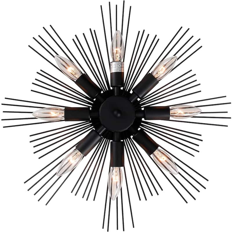Steel Flush Mounted Star Sconce, Black or Gold Sci-fi Futuristic Wall Light