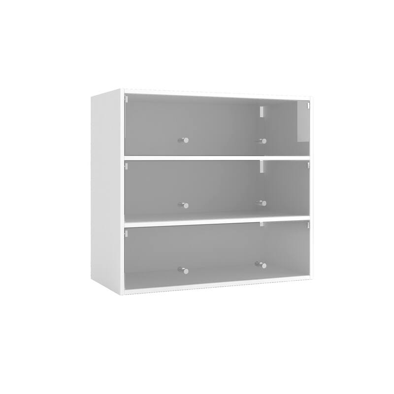 Roomfitters Shoe Storage Cabinet, Modern Glass Door Shoe Box with RGB Light Display for Entryway or Closet