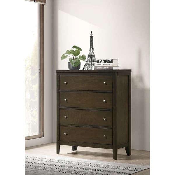 brown 4 drawer dresser Covetown Chest edge detail on solid Acacia Flash Furniture 4 Drawer Dresser-Brown