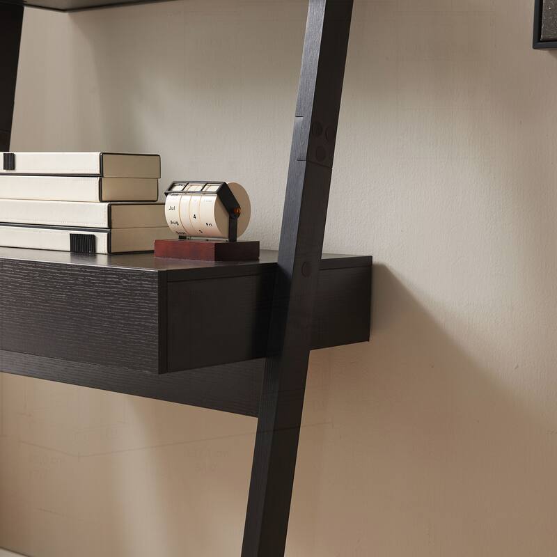 Modern Home Office Desk with Ladder Bookcase and Functional Storage