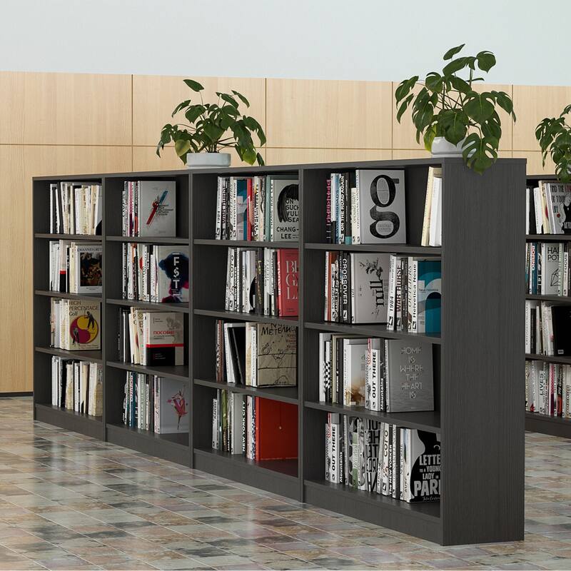 4 Shelf Bookcase 48 Inches Tall Modern Wood Bookshelf for Living Room 4 Tier Wide Manga Bookshelves Library Bookcase