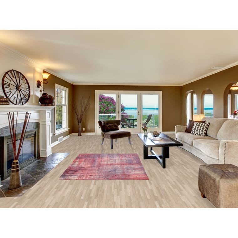 Colorful Abstract Contemporary Rug Hand-Knotted Wool Carpet - 4'8" x 6'7"