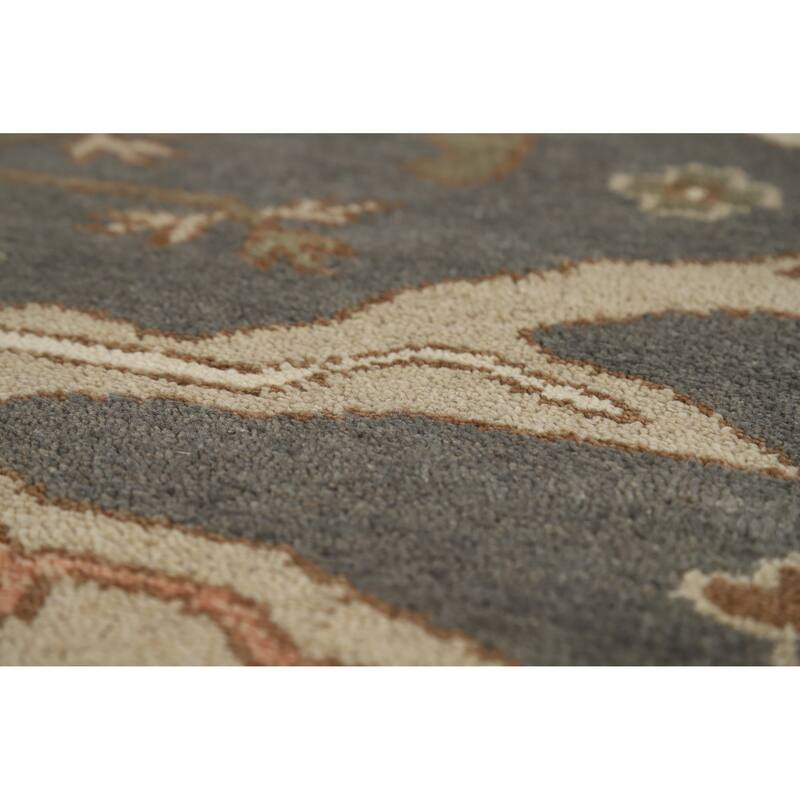 Gray Oushak Indian Area Rug Hand-Knotted Wool Carpet - 8'2" x 9'8"