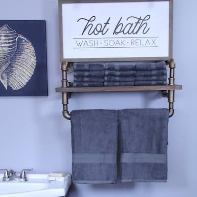 Superior 14 Piece Towel Set, Rayon From Bamboo and Cotton (2 Bath, 12 Face Towels)