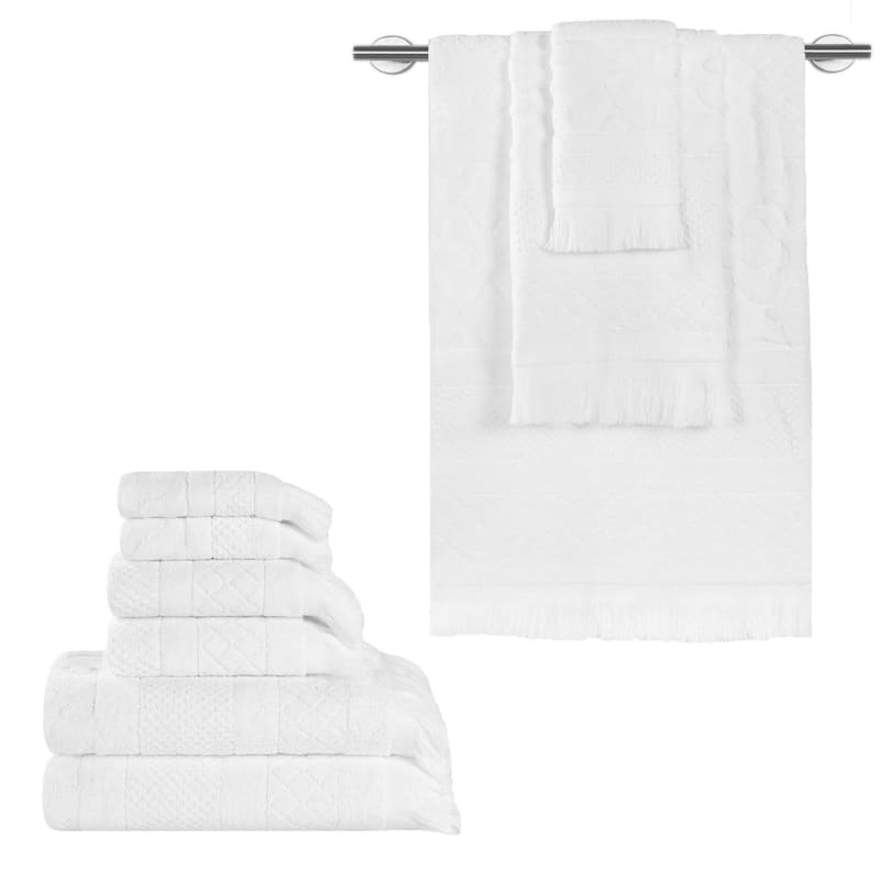 Superior Rolla Cotton Geometric Jacquard Plush Soft 9 Piece Towel Set