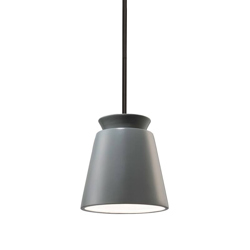Justice Design Group Small Trapezoid Pendant - Rigid Stem - Pewter Green/Matte Black