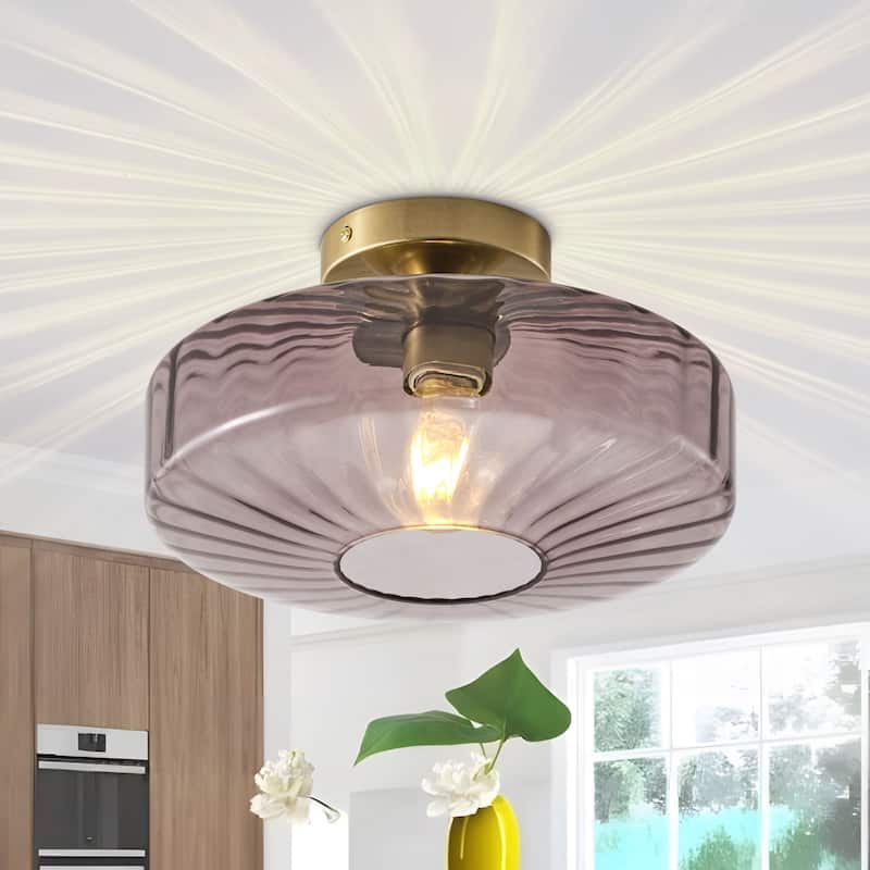 Starsky 1-Light Handcrafted Radiating Texture Art Glass Flush Mount