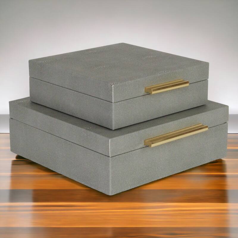 Lusan Black Vinyl Decorative Box Set - Grey Shagreen