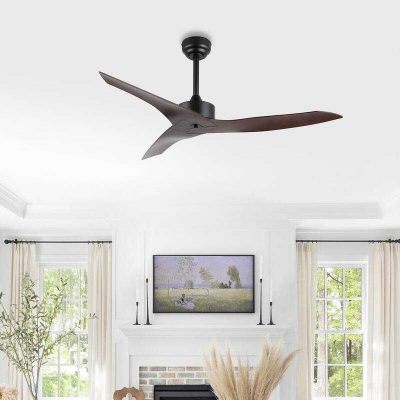 Sully 50" Modern Minimalist Iron/Plastic Mobile-App/Remote-Controlled 6-Speed Razor Ceiling Fan, by JONATHAN Y