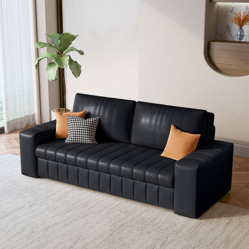 JASIWAY Modern Upholstered Loveseat Sleeper Sofa Bed with Storage