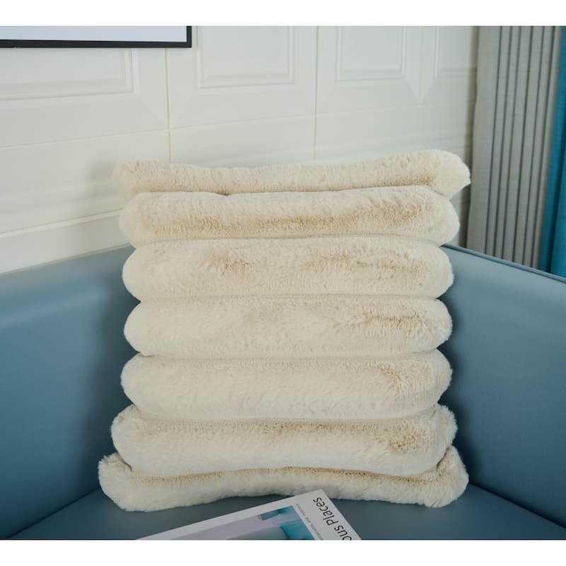 Madrid Collection Ultra Soft Ribbed Faux Fur Throw Pillow