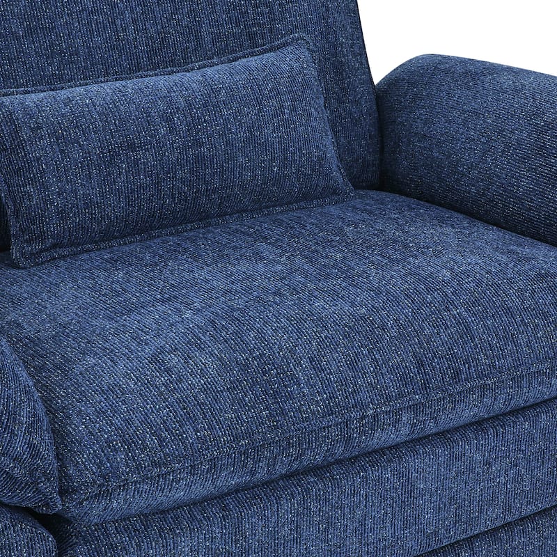 52" W Chaise Lounge Chair Indoor, Oversized Accent Chair With Ottoman For Living Room, Chenille Single Sofa Bed, Reading Chairs