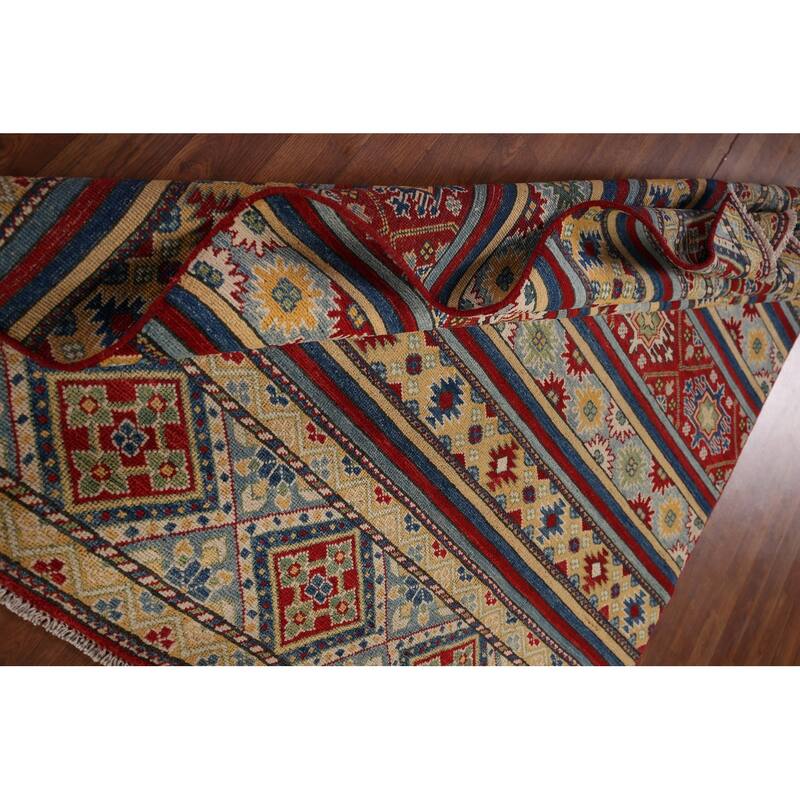 Striped Kazak Oriental Area Rug Handmade Wool Carpet - 5'2" x 6'8"