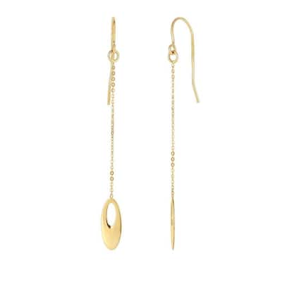 Curata 14k Yellow Gold 58x5mm Polished Open Oval Long Drop Hook Earrings