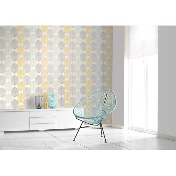 yellow and grey leaf wallpaper