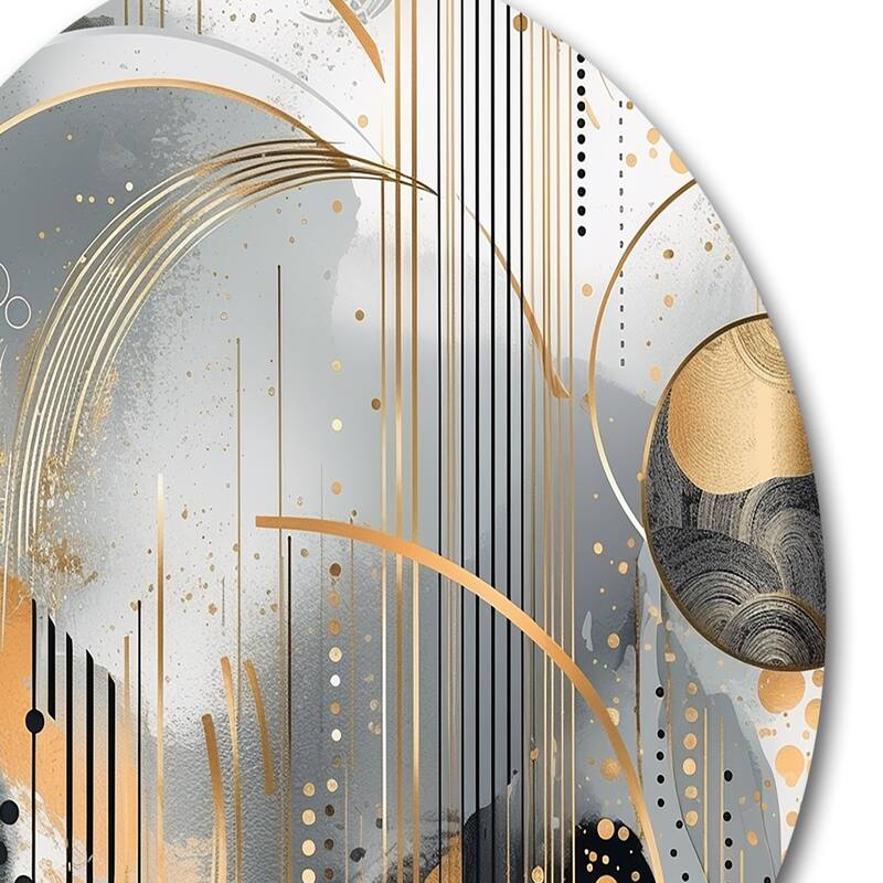 Designart "Shapes And Lines Abstract Marble I" Abstract Marble Metal Round Wall Art