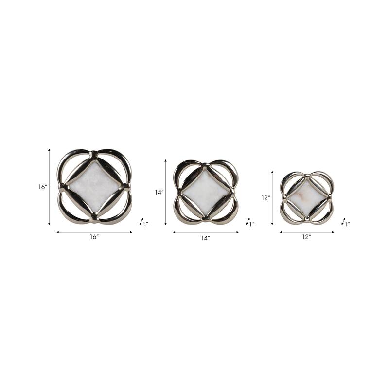Metal Decorative Wall Decor Floral Design (Set of 3) - 16/14/12" Gold