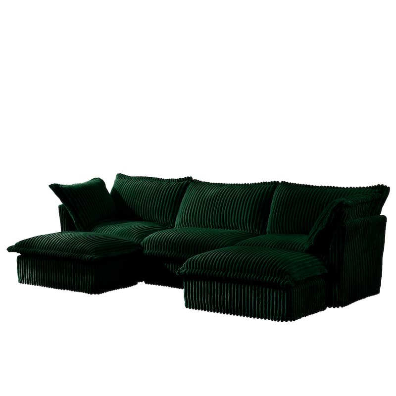 Upholstered Sofa for Living Room, U-Shaped Modular Sectional Sofa, Deep Seat 3-Seater Couch with Multiple Cushions for Apartment
