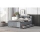 preview thumbnail 19 of 25, Full Size Platform Bed with Storage Headboard, USB, Twin Size Trundle and 3 Drawers Bunk Storage Bed for Kids Teens Adults