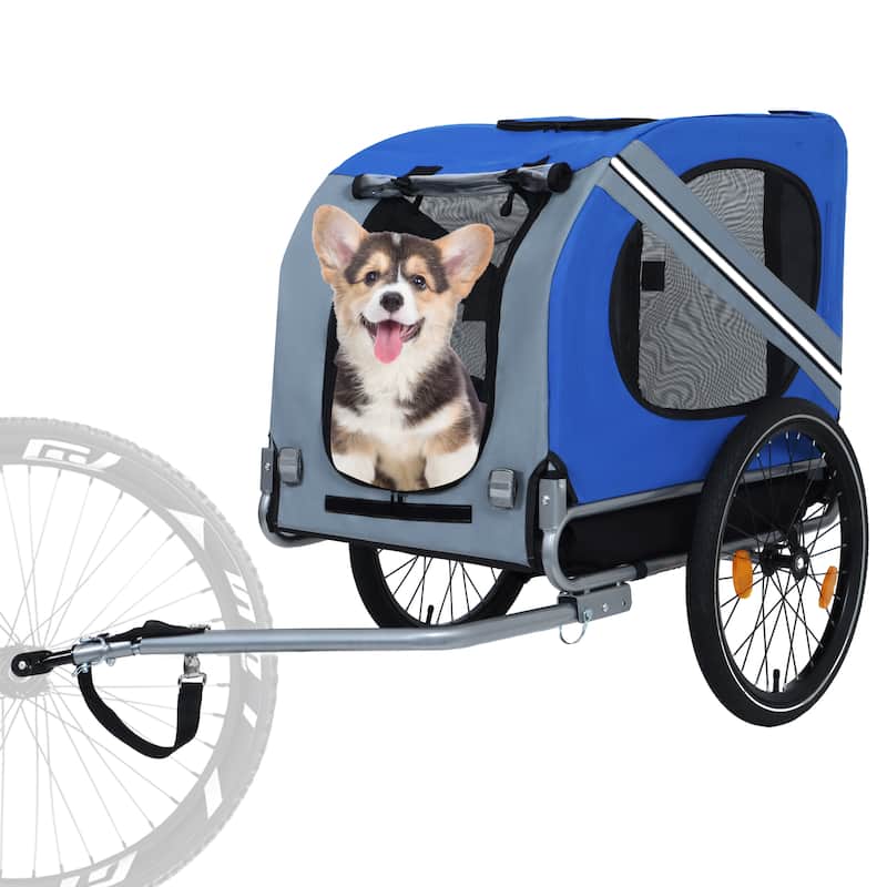 Large Folding Bike Trailer For Dogs-66lb Capacity All-Terrain Pet Carrier, Durable Steel Frame For Cycling