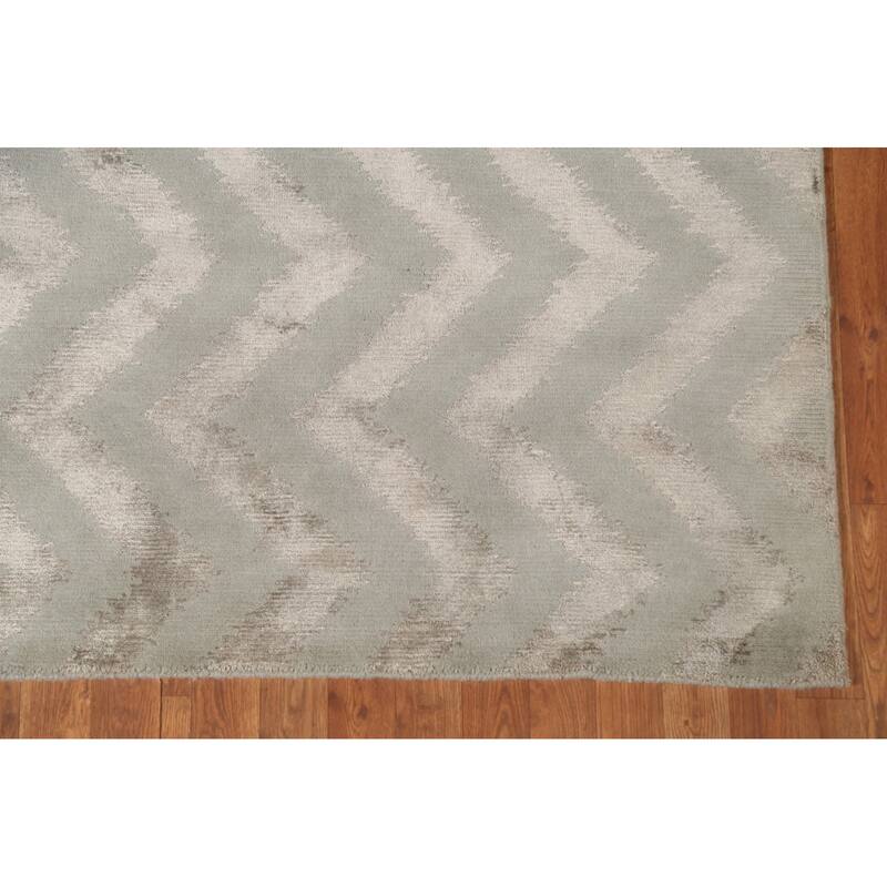 Chevron Style Nepalese Modern Area Rug Hand-Knotted Wool Carpet - 5'11" x 8'9"