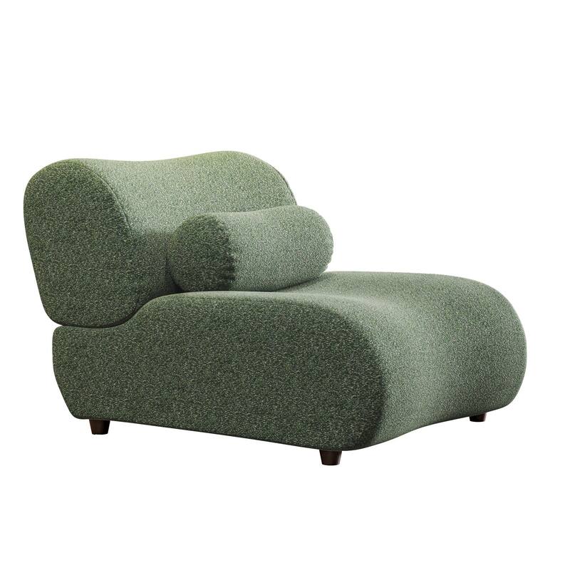 Modern Armless Lounge Sofa with 70° Reclined Backrest and Cylindrical Pillows for Living Room and Guest Room