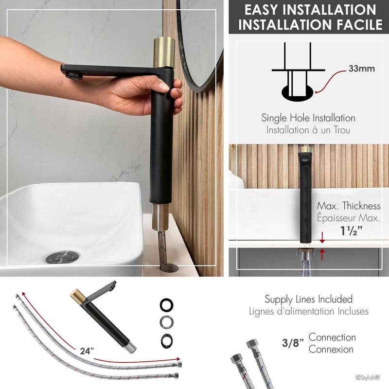 Stylish Nessa Single Handle Ht 12 1/2" Vessel Bathroom Faucet B-122