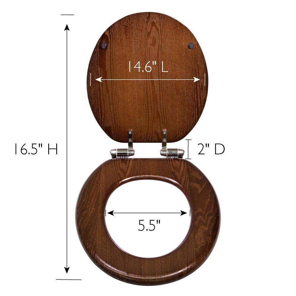 Design House 561241 Round Toilet Seat – Honey Oak Finish, Wood Standard Seat With Soft-Close Hinges And Quick-Release For Easy Cleaning