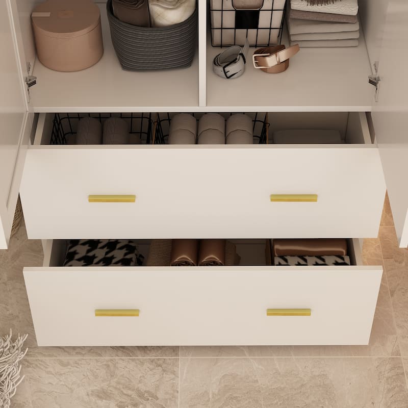 Timechee Armoire Wardrobes With Mirror And Hanging