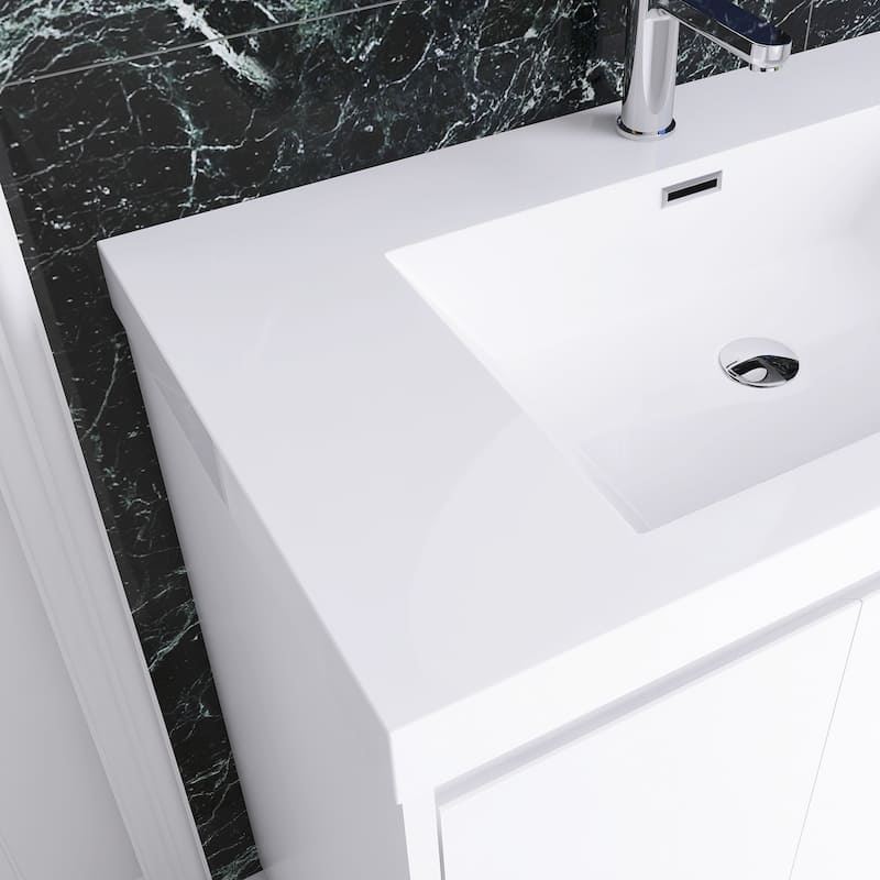 Floating Bathroom Vanity with Integrated Resin Top