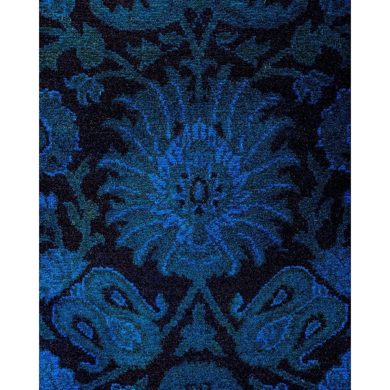Fine Vibrance One-of-a-Kind Hand-Knotted Runner Rug - Blue, 2' 7" x 17' 6" - 2' 7" x 17' 6"