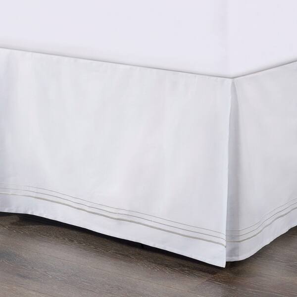 slide 2 of 6, HiEnd Accents 100% Cotton Hotel Luxury Embroidered Border Bed Skirt, 1PC Queen